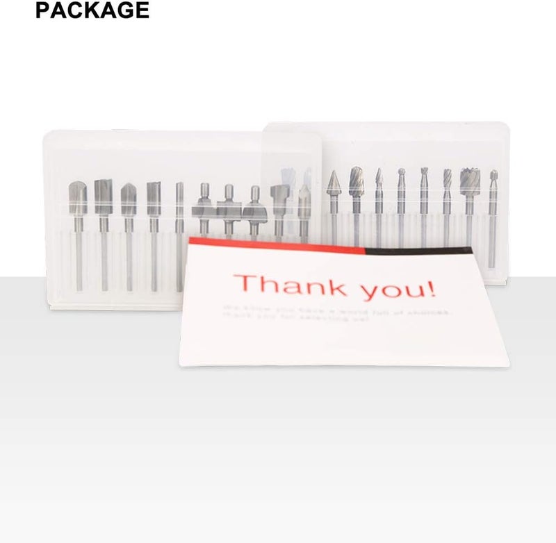 SPTA 10Pc HSS Router Carbide Engraving Bits & 10Pcs Router Bit 1/8"(3mm) Shank for Rotary Tools for DIY Woodworking, Carving, Engraving, Drilling - Image 4