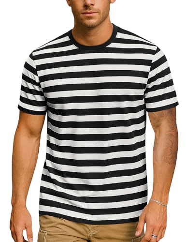 Zengjo Black and White Striped Shirt Men(Black&White WD,S) - Image 2