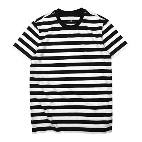 Zengjo Black and White Striped Shirt Men(Black&White WD,S) - Image 1