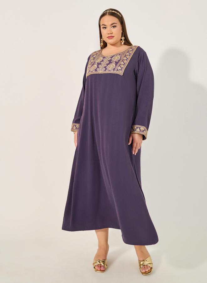 Styli Embroidered Round Neck A-Line Jalabyia  - Image 2