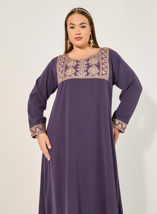 Styli Embroidered Round Neck A-Line Jalabyia  - Image 3