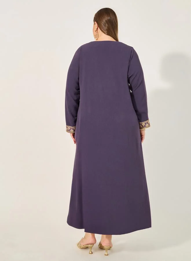 Styli Embroidered Round Neck A-Line Jalabyia
