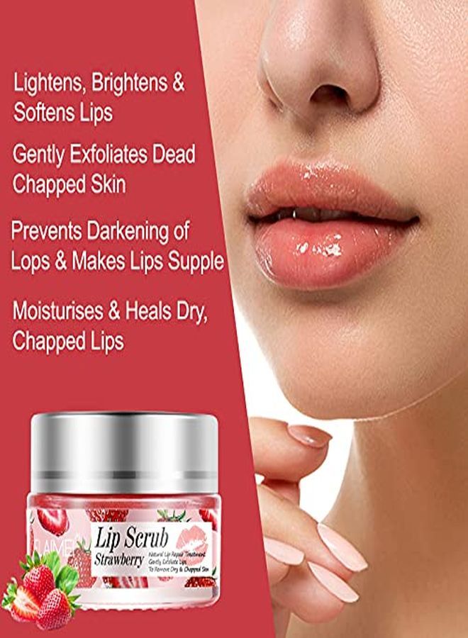 Elaimei Lip Scrub, Lip Scrubs Exfoliator & Moisturizer, Lip Repair For Lush Soft Lips, Lip Moisturizer For Chapped Dry And Flaky Lips Treatment, Lip Scrub (Strawberry)  - Image 4
