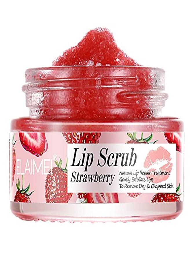 Elaimei Lip Scrub, Lip Scrubs Exfoliator & Moisturizer, Lip Repair For Lush Soft Lips, Lip Moisturizer For Chapped Dry And Flaky Lips Treatment, Lip Scrub (Strawberry)  - Image 1