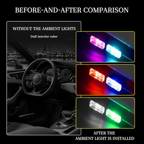 Hbxdeco 6 PCS USB LED Car Interior Atmosphere Lamp, Portable Mini Auto LED Decor Night Light, Plug-in USB Interface Ambient Lighting Kit, Universal Car Interior Accessories (6 Colors) - Image 5