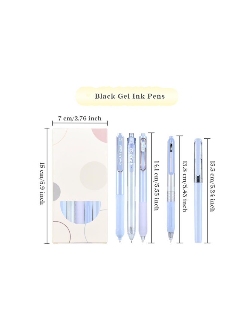 SYOSI 5 Pcs Retractable Gel Ink Pens, 0.5mm Fine Point Tip Pen,Lovely Kawaii Gel Ink Pens, Comfortable Smooth Writing Aesthetic Pens, Suitable for Home School Office Supplies (Blue) - Image 2