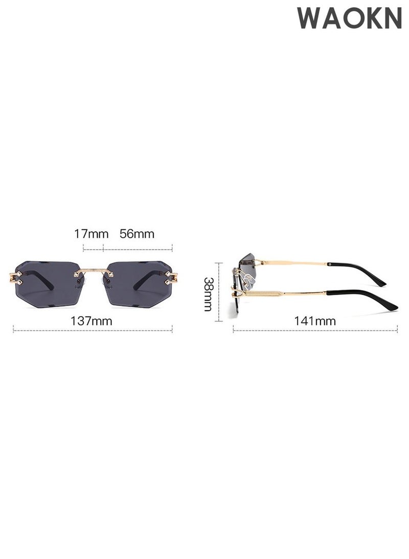WAOKN New Rimless Fashion Trend Sunglasses Personalized Sunglasses UV Protection Unisex for Men Women, Classic Square Sports Sun Glasses Driving, Fashion Shades for Womens Outdoor Protection，Driving, Fishing, Traveling,Outdoor Travel Driving Daily Use Etc - Image 3