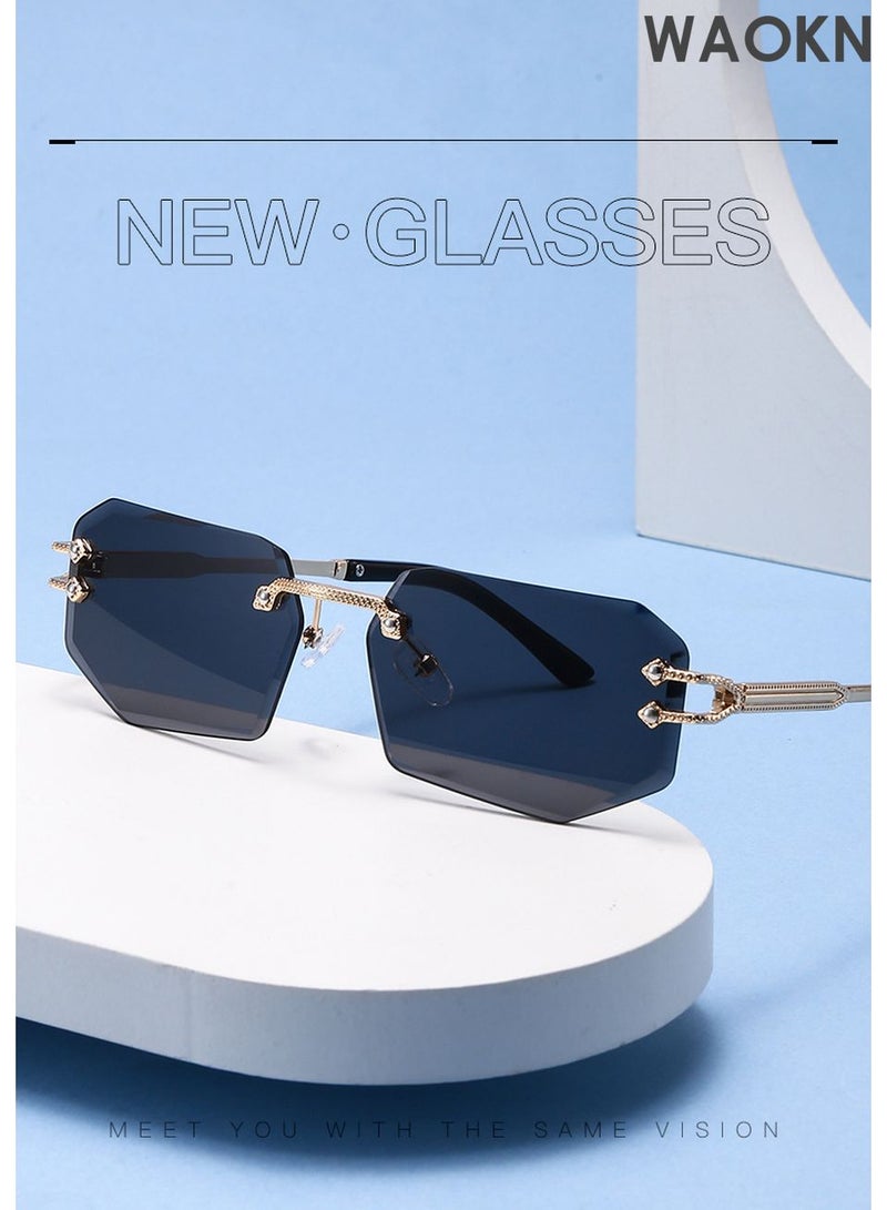 WAOKN New Rimless Fashion Trend Sunglasses Personalized Sunglasses UV Protection Unisex for Men Women, Classic Square Sports Sun Glasses Driving, Fashion Shades for Womens Outdoor Protection，Driving, Fishing, Traveling,Outdoor Travel Driving Daily Use Etc - Image 5