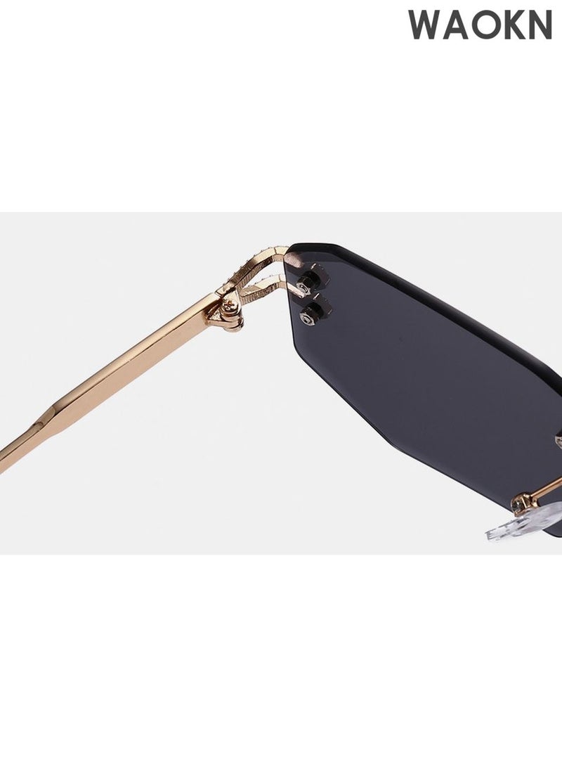 WAOKN New Rimless Fashion Trend Sunglasses Personalized Sunglasses UV Protection Unisex for Men Women, Classic Square Sports Sun Glasses Driving, Fashion Shades for Womens Outdoor Protection，Driving, Fishing, Traveling,Outdoor Travel Driving Daily Use Etc - Image 4