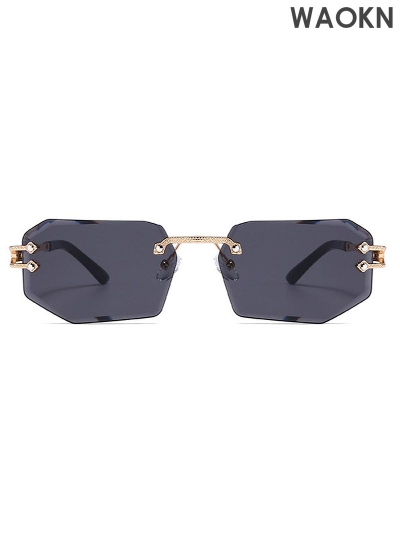 WAOKN New Rimless Fashion Trend Sunglasses Personalized Sunglasses UV Protection Unisex for Men Women, Classic Square Sports Sun Glasses Driving, Fashion Shades for Womens Outdoor Protection，Driving, Fishing, Traveling,Outdoor Travel Driving Daily Use Etc - Image 2