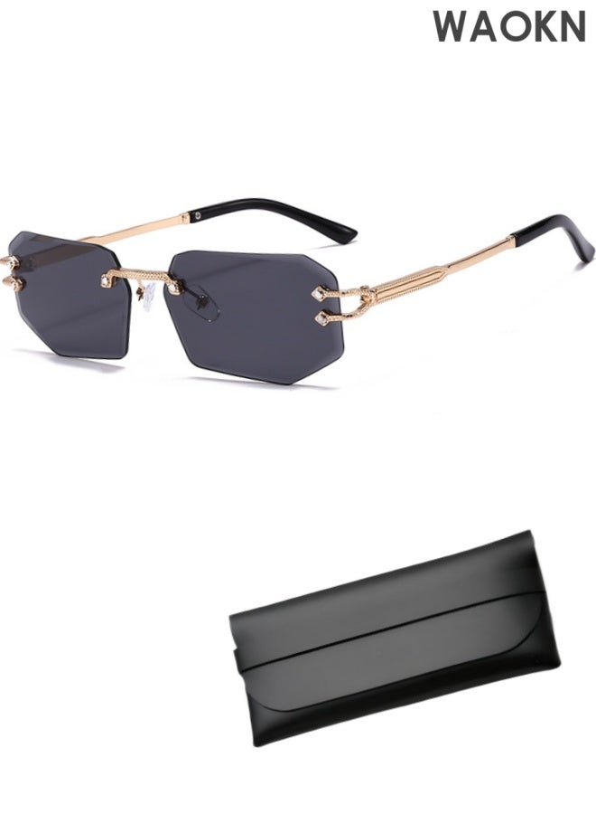 WAOKN New Rimless Fashion Trend Sunglasses Personalized Sunglasses UV Protection Unisex for Men Women, Classic Square Sports Sun Glasses Driving, Fashion Shades for Womens Outdoor Protection，Driving, Fishing, Traveling,Outdoor Travel Driving Daily Use Etc - Image 1