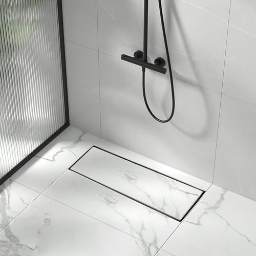 Ruhe® Tile Insert Shower Drain Channel | 18 x 5 Inches Waste Water Floor Drain for 13mm Tile | 304 Stainless Steel Invisible Shower Drain Channel | Drain Channel with Cockroach Trap and Side Hole - Image 5