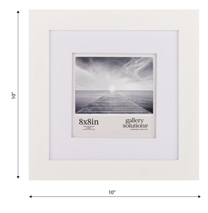 Gallery Solutions - 8""x8"" Wall Mount/Tabletop Picture Frame - Double Mat - Matted to 5""x5"" -White - Versatile Display Option for Your Cherished Memories - Square Tabletop - White Poster Frame - Image 4