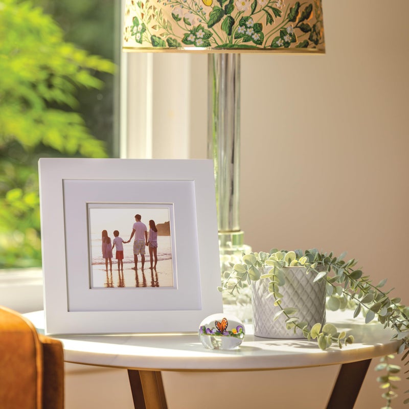 Gallery Solutions - 8""x8"" Wall Mount/Tabletop Picture Frame - Double Mat - Matted to 5""x5"" -White - Versatile Display Option for Your Cherished Memories - Square Tabletop - White Poster Frame - Image 3