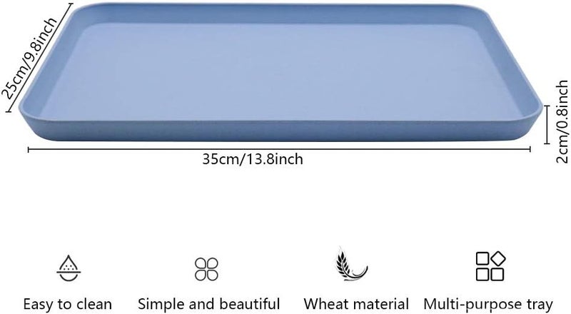 Noa 4PCS 4Colors Large Wheat Straw Tray Set Unbreakable Lightweight Dinner Dishes for Restaurant Microwave Dishwasher Safe Tray Pefect for Kitchen Hotel School Lunch and Cafeteria 4GreenTray - Image 2