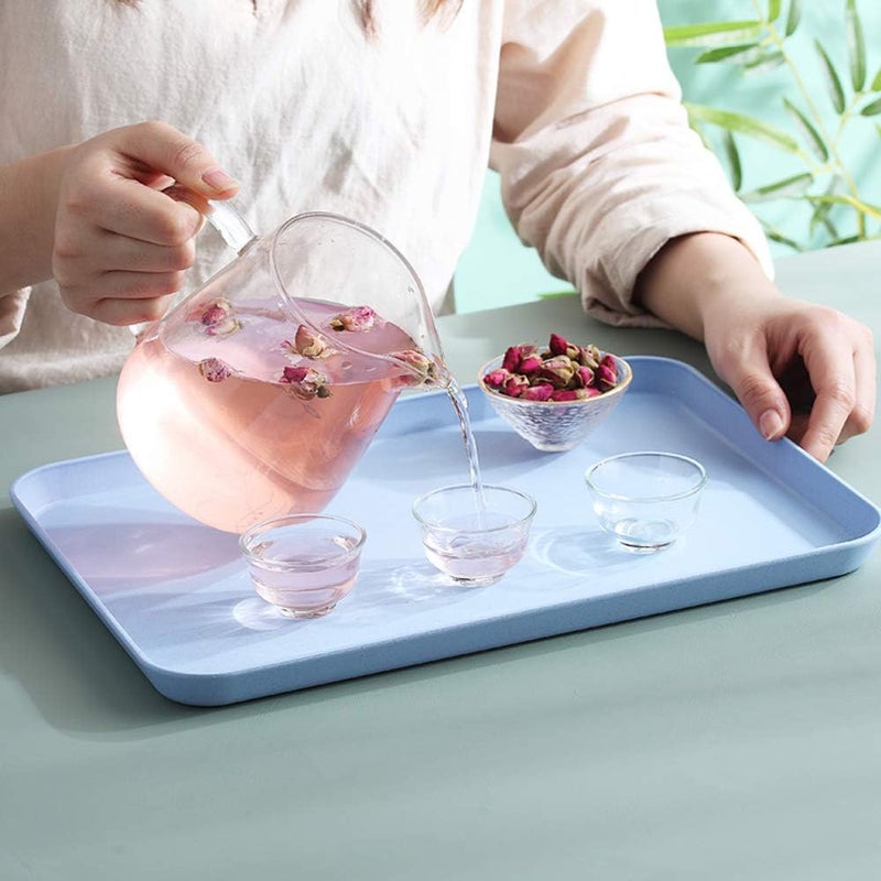 Noa 4PCS 4Colors Large Wheat Straw Tray Set Unbreakable Lightweight Dinner Dishes for Restaurant Microwave Dishwasher Safe Tray Pefect for Kitchen Hotel School Lunch and Cafeteria 4GreenTray - Image 4