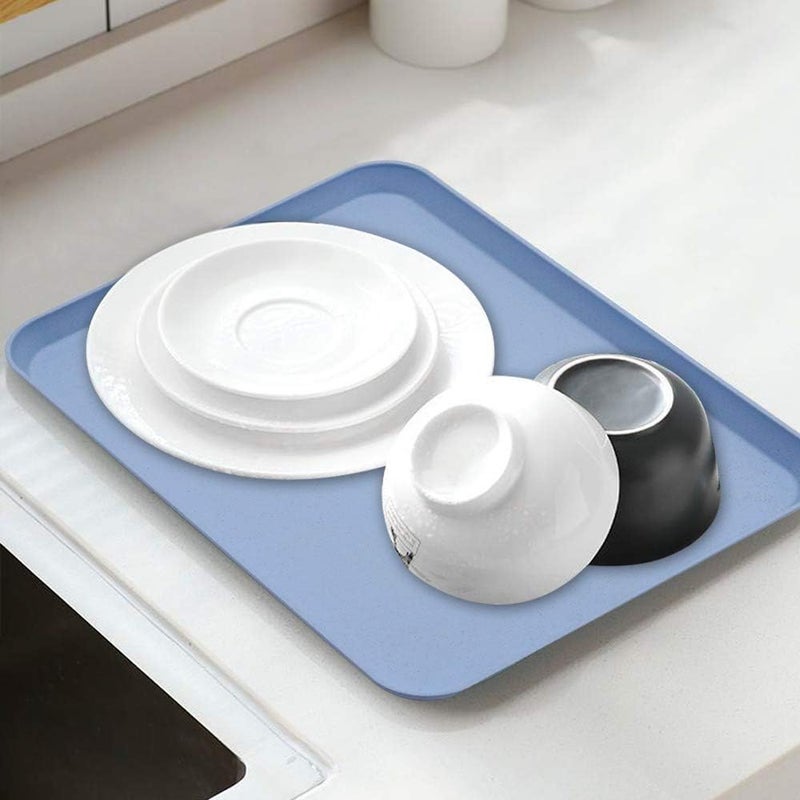 Noa 4PCS 4Colors Large Wheat Straw Tray Set Unbreakable Lightweight Dinner Dishes for Restaurant Microwave Dishwasher Safe Tray Pefect for Kitchen Hotel School Lunch and Cafeteria 4GreenTray - Image 5