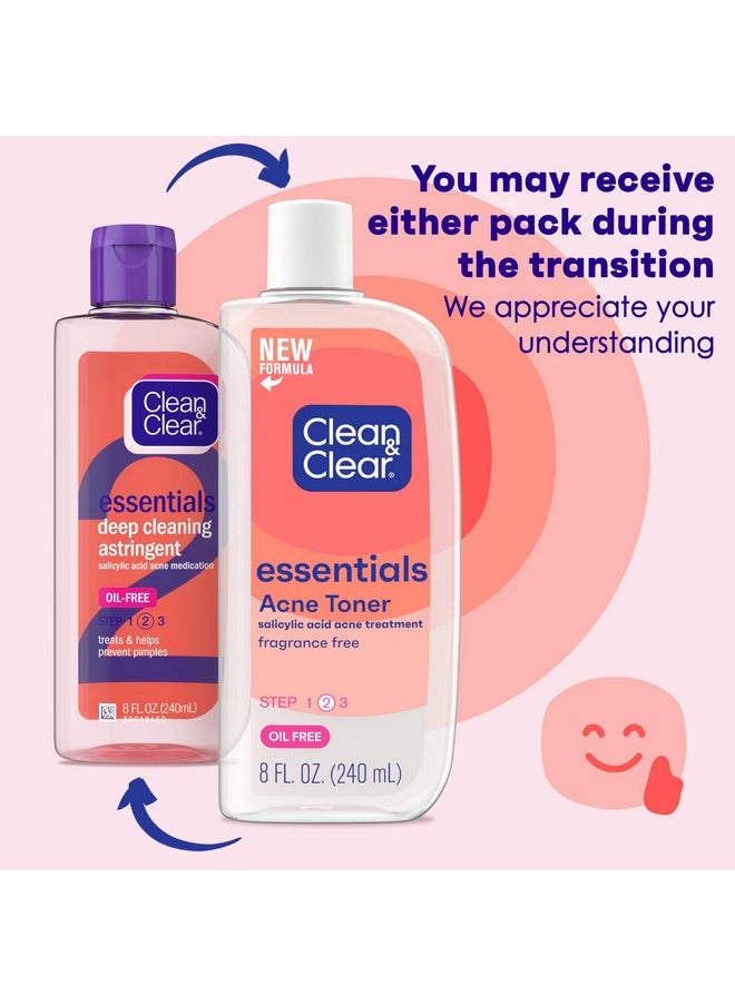 CLEAN & CLEAR Clean & Clear Essentials Oil-Free Deep Cleaning Face Astringent with 2% Salicylic Acid Acne Medication for All Skin Types, Facial Astringent to Treat & Help Prevent Pimples, 8 fl. oz  - Image 2