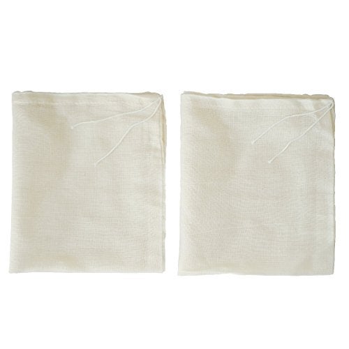 AUXIN Cheesecloth Bags for Straining,Reusable Cold Brew Coffee Cheese Cloths Strainer,Large Nut Milk Tea Juice Bag,100% Natural Cotton Fine Mesh Filter Bags(Medium,2 Pack) - Image 2