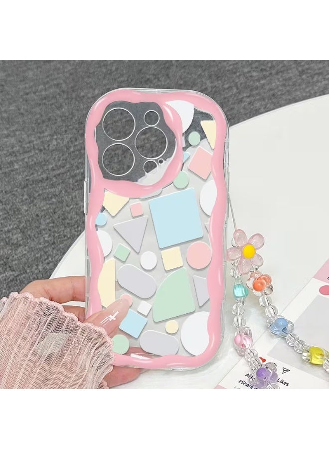 Temu A stylish and thick shockproof phone case with a unique geometric design, available in various colors, and comes with a nice lanyard for iPhone 14 Pro. - Image 1