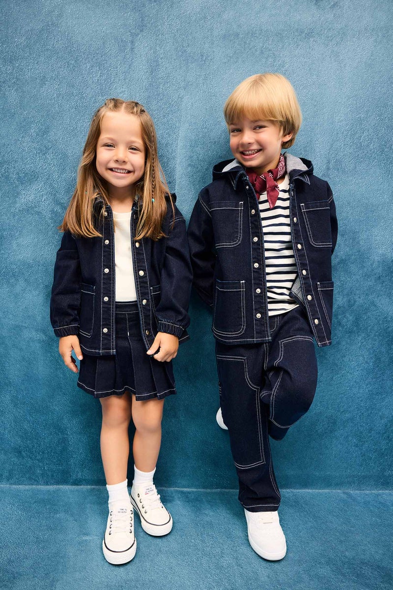 DeFacto Blue BabyBoy Baby Boy Hooded Denim Jacket Casual - Image 4