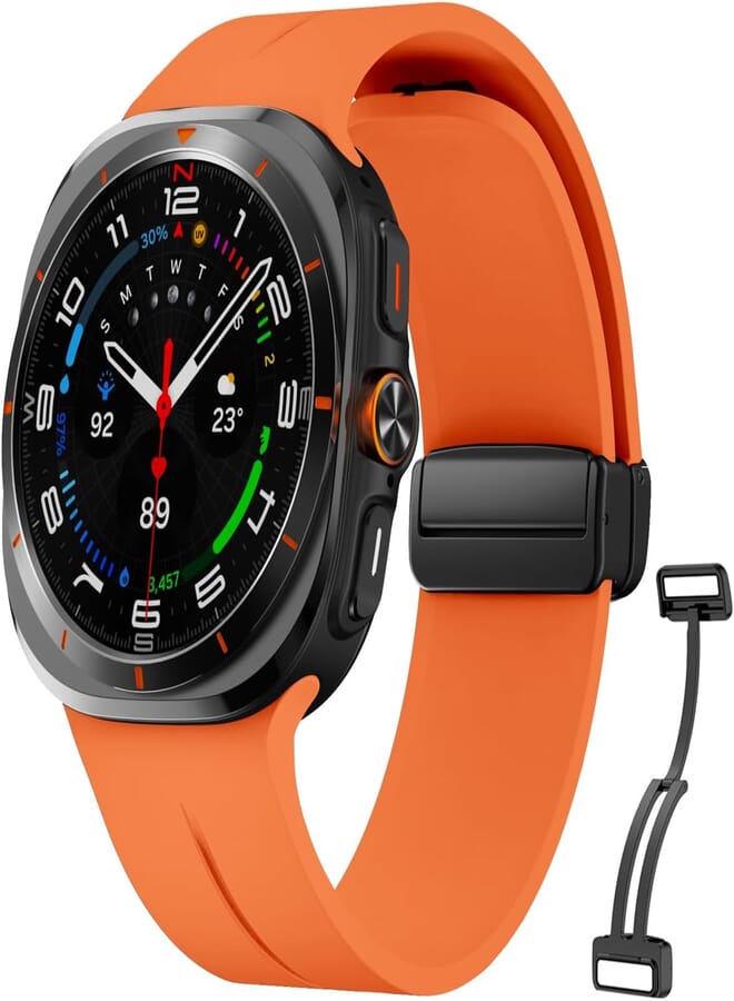Compatible with Samsung Galaxy Watch Ultra Bands 47mm,Magnetic Silicone Band Compatible with Galaxy Watch 7 Ultra Band 2024 Replacement Strap Men Women