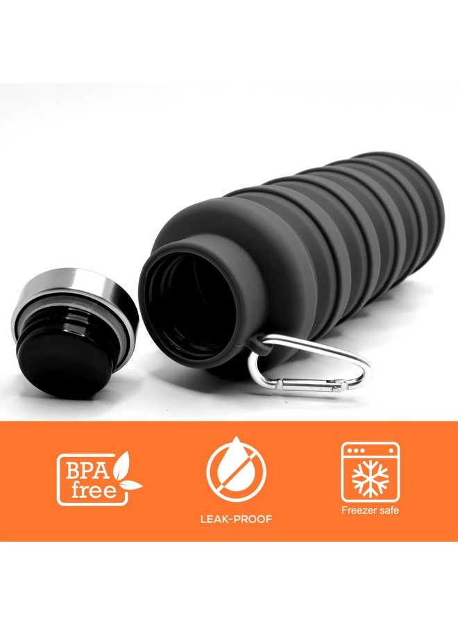 HAWKISTER Collapsible Silicone Water Bottle For Sports, Trekking, Cycling, Outdoor, College, And Gym - Foldable With Snap Hook, Grey (Pack Of 1), 0.50 Liter - Image 4