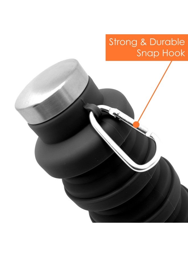 HAWKISTER Collapsible Silicone Water Bottle For Sports, Trekking, Cycling, Outdoor, College, And Gym - Foldable With Snap Hook, Grey (Pack Of 1), 0.50 Liter - Image 3