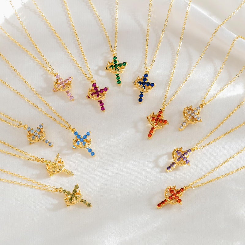 Tewiky Valentine Christian Gift Cross Necklace for women-14k Gold Plated Pink Pendant Necklaces Cute religious Trendy Necklace Baptism Jewelry for Women - Image 4