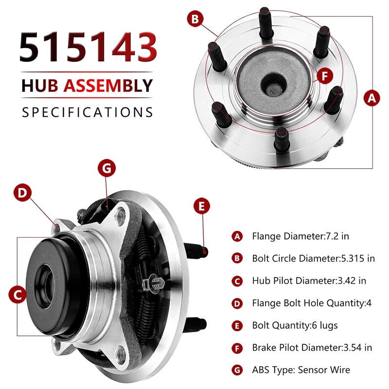 JLEO 515143 2WD Front Wheel Hub Bearing for Ford F-150, Expedition, Lincoln Navigator (2011-2014) - Image 3