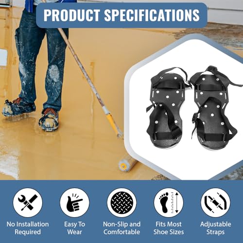 Zimpty ZY402 Fully Assembled Spiked Shoes with 1” Sharp Short Spikes for Epoxy Floor Coating, Self-Leveling Floor, Cover Installation - Image 4