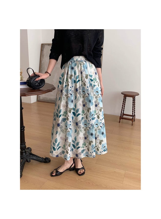 XINYANG Floral Print Midi Skirt Women's 2025 Summer High Waist Loose A-line Long Skirt With Slimming Retro Design - Image 5