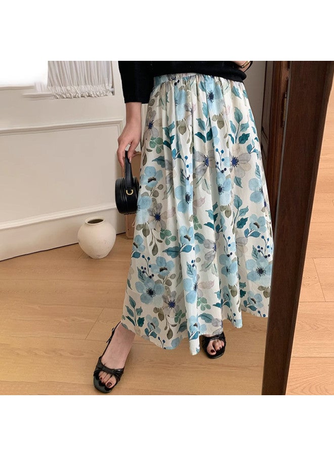 XINYANG Floral Print Midi Skirt Women's 2025 Summer High Waist Loose A-line Long Skirt With Slimming Retro Design - Image 2