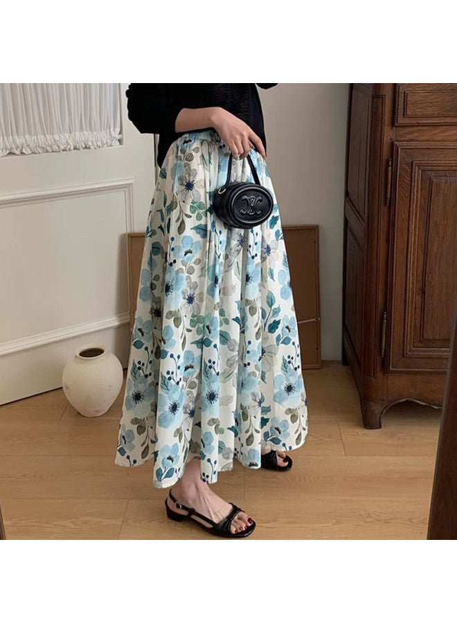 XINYANG Floral Print Midi Skirt Women's 2025 Summer High Waist Loose A-line Long Skirt With Slimming Retro Design - Image 3
