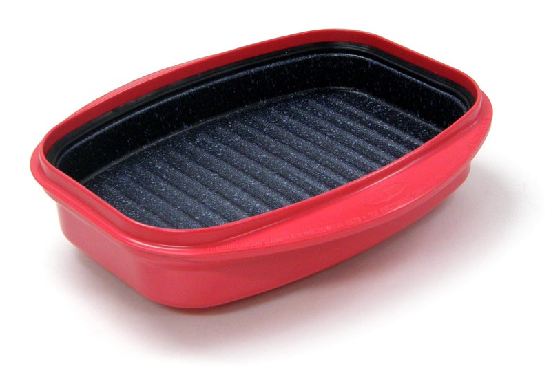 MICROHEARTH Microwave Grill Pan with Lid for Grilling, Browning, and Crisping Vegetables, Sandwich, & Meat, Red - Image 3