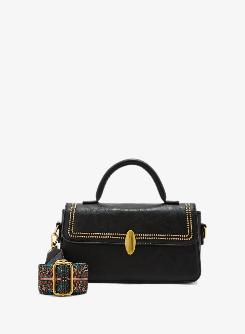 ELLA printed strap stud detail crossbody bag