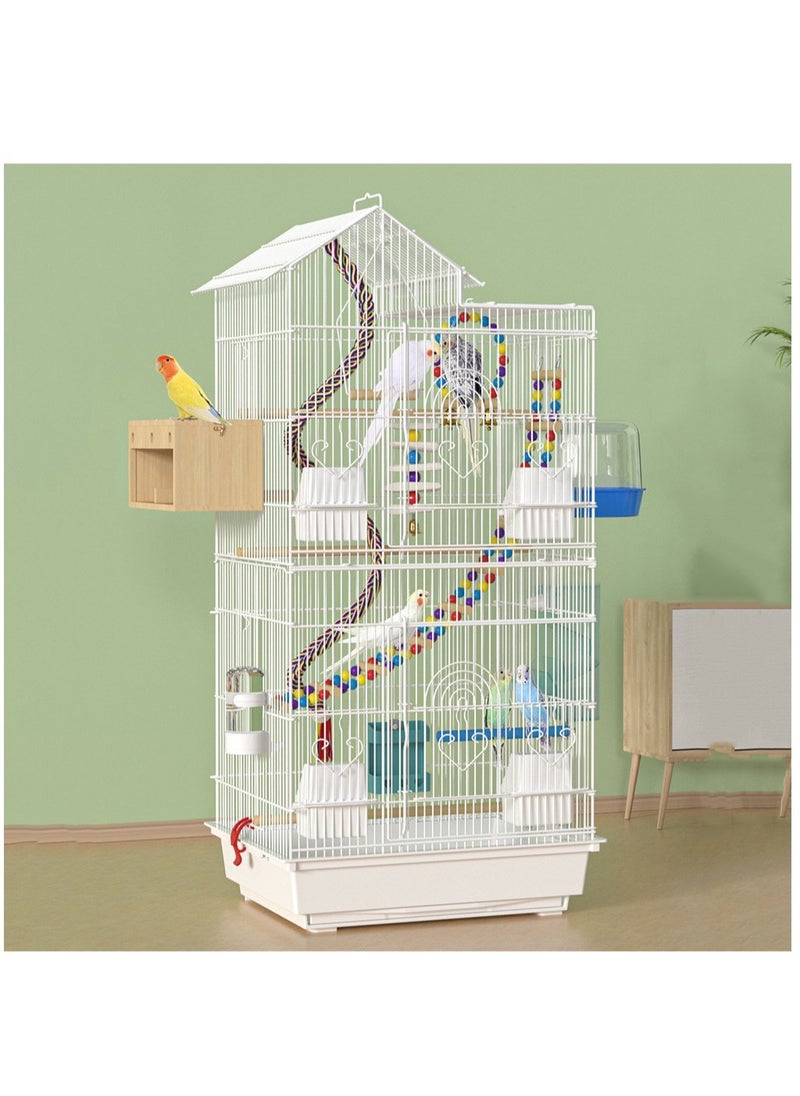 Arabest 100cm Wrought Iron Bird Cage Open-Top Parrot Cage with Rolling Stand for Parakeets Cockatiels Budgies Parrotlets Lovebirds Canary Small-Sized Birds Parrots  - Image 1