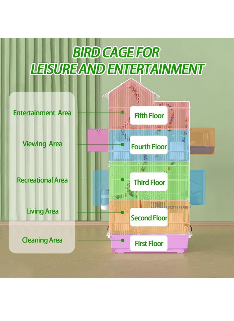 Arabest 100cm Wrought Iron Bird Cage Open-Top Parrot Cage with Rolling Stand for Parakeets Cockatiels Budgies Parrotlets Lovebirds Canary Small-Sized Birds Parrots  - Image 5