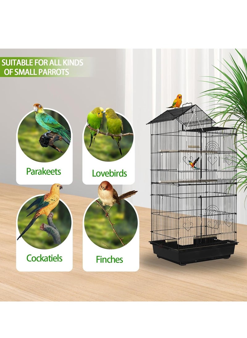Arabest 100cm Wrought Iron Bird Cage Open-Top Parrot Cage with Rolling Stand for Parakeets Cockatiels Budgies Parrotlets Lovebirds Canary Small-Sized Birds Parrots  - Image 3