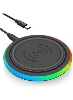 Slim Round YC15W 10W Wireless Charger for Apple Black type-c
