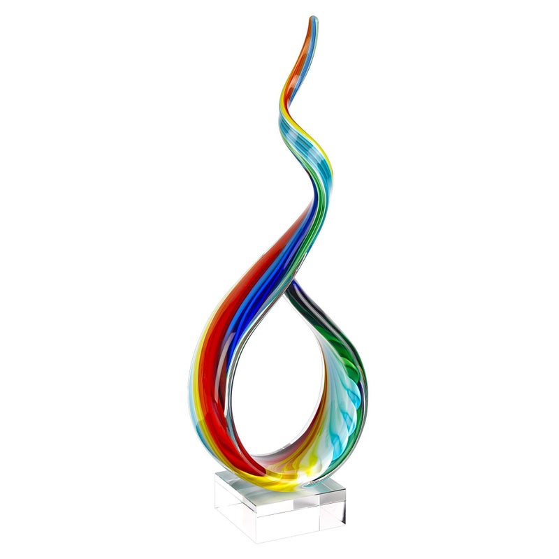 Badash Rainbow MuranoStyle Sculpture  Home Decor Statue Glass Art  18 Tall MouthBlown on Crystal Base