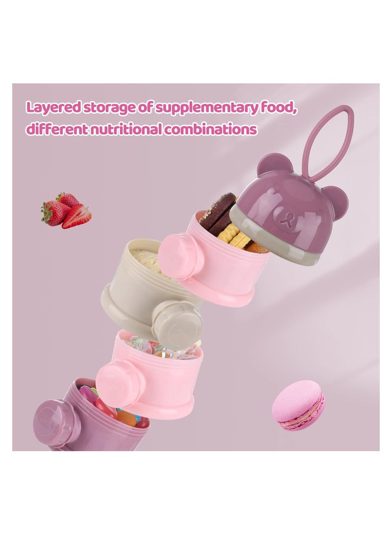 موزع مسحوق حليب الأطفال 4 طبقات محمولة 270 مل لكل طبقة مقصورات ملتوية مقفلة للأطفال حاوية تخزين الأطفال وعاء قابل للتجميع موزع مسحوق حليب والوجبات الخفيفة حاوية تخزين - Image 4