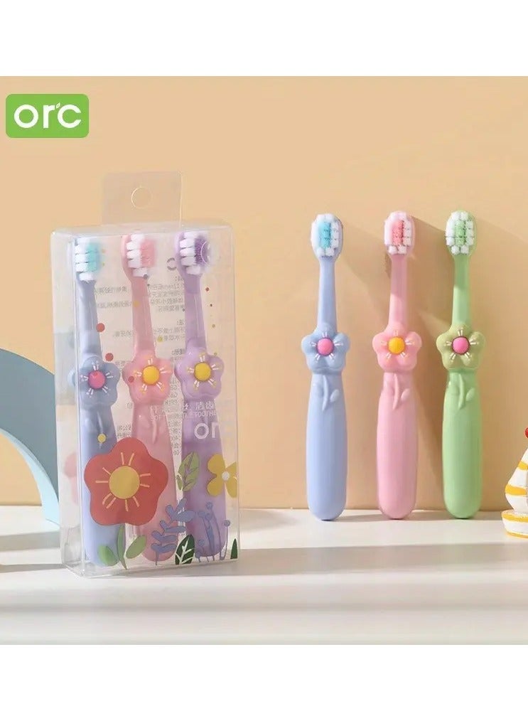 جلوسكي فرشاة أسنان شعيرة ناعمة للشباب مع تصميم زهرة لطيف-لطيف على اللثة، مثالية لتعلم تنظيف الأسنان - Image 1