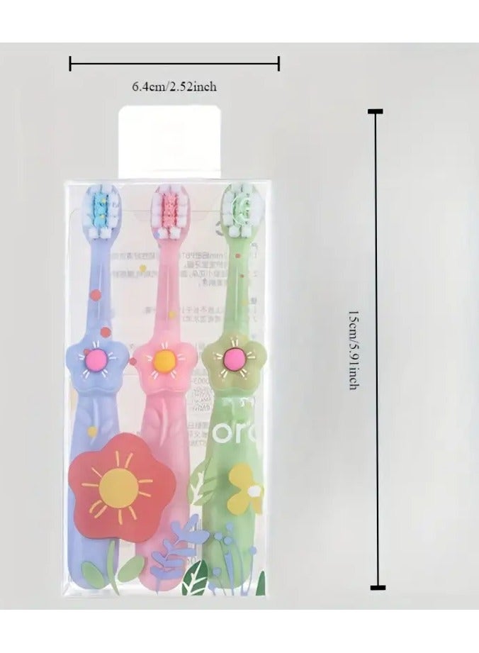 جلوسكي فرشاة أسنان شعيرة ناعمة للشباب مع تصميم زهرة لطيف-لطيف على اللثة، مثالية لتعلم تنظيف الأسنان - Image 3