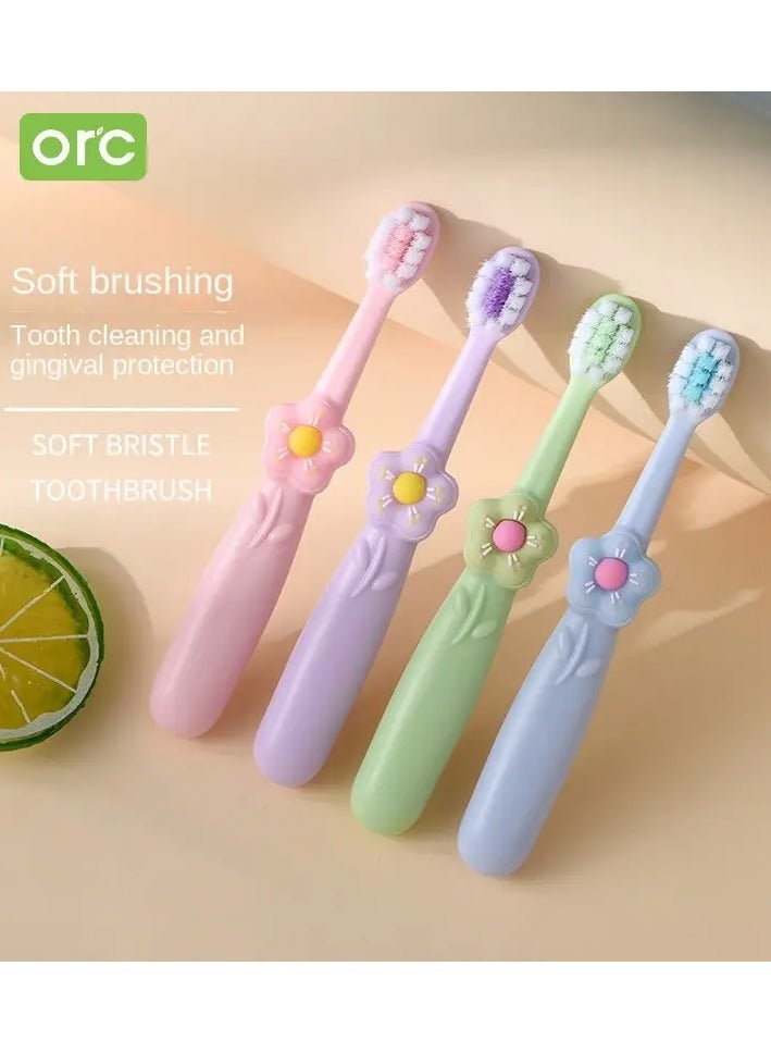 جلوسكي فرشاة أسنان شعيرة ناعمة للشباب مع تصميم زهرة لطيف-لطيف على اللثة، مثالية لتعلم تنظيف الأسنان - Image 4