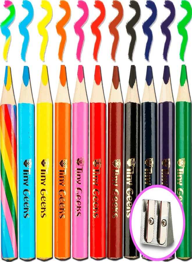TinyGeeks Jumbo Pencils Triangle Short Colored Pencils for Kids and Rainbow Pencil +Sharpener -Perfect for Preschool Toddlers and Beginners +Recommended by Teachers & Experts +Party favours +Art/School Supplies - Image 1