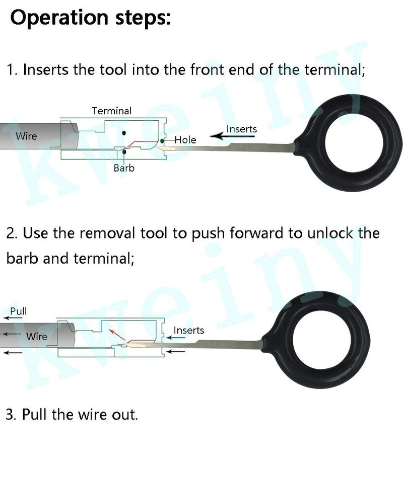 kweiny Auto Terminals Removal Key Tool Electrical Wiring Connector Release Pin(11 Pieces No Duplicate) - Image 5