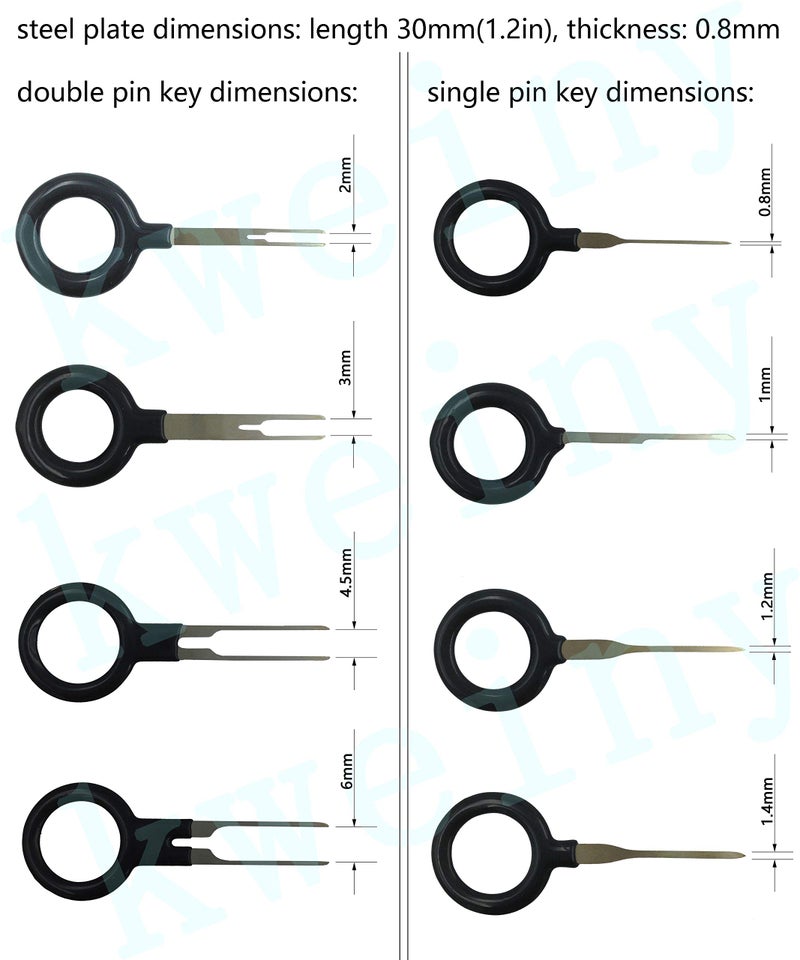 kweiny Auto Terminals Removal Key Tool Electrical Wiring Connector Release Pin(11 Pieces No Duplicate) - Image 3