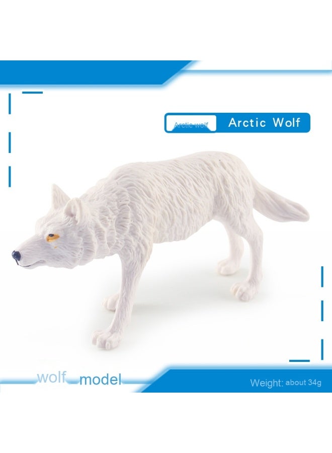 نيبمينينت مجموعة نموذجية واقعية للذئب الأبيض الثابت - تمثال لصغير ذئب القطب الشمالي الجائع