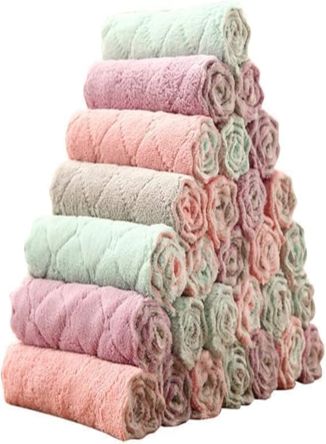 Set of 10 Microfiber Towels - Perfect Cleaning & Clear Environment! 25x25 cm, Cleaning Power in Different Colors, Ideal Choice for Daily Hygiene in Kitchen and Car | From Generic
